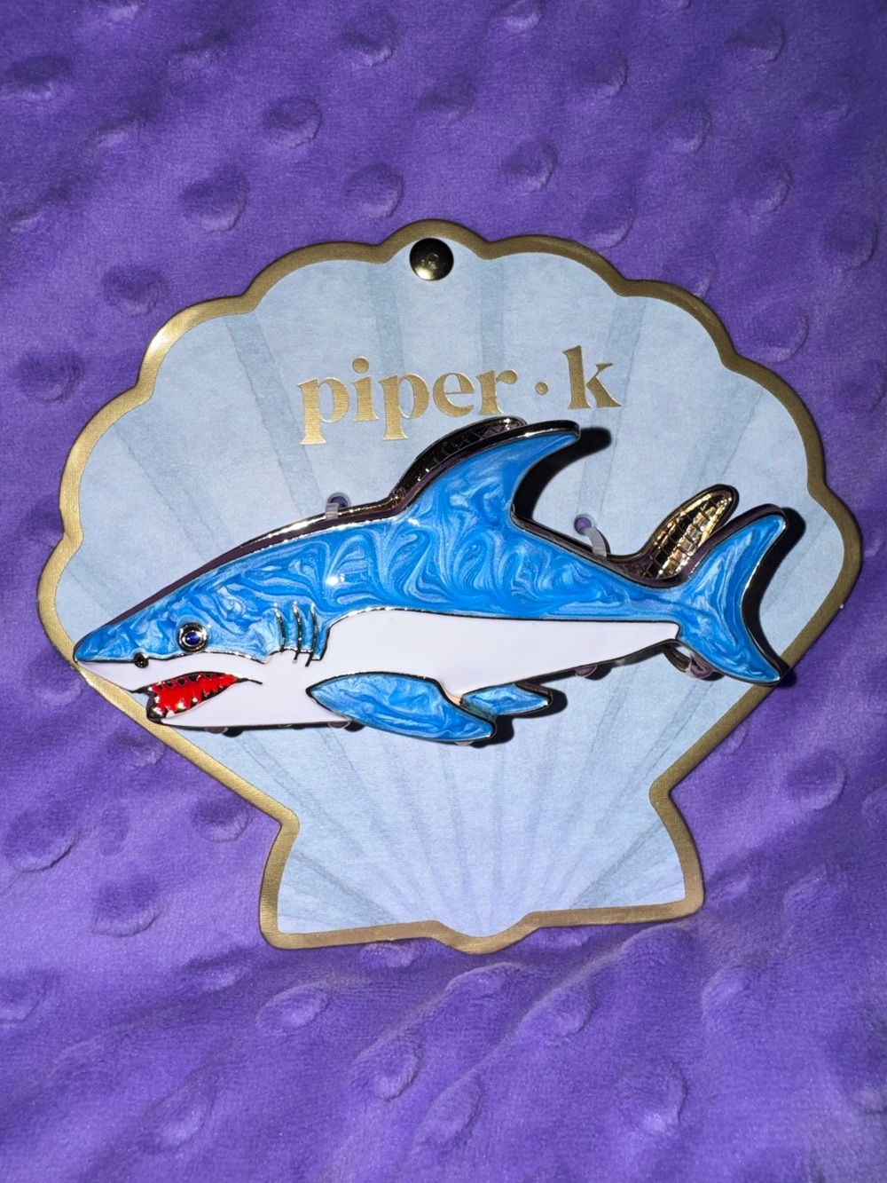💙🌀🦈Piper Blue Shark Enamel Pin - Blue💙🌀🦈